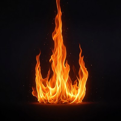 Burning Flames on Black Background