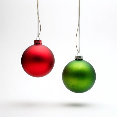 Red and Green Hanging Christmas Ornaments