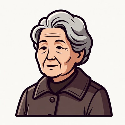 Elderly Asian woman illustration