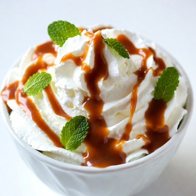 Whipped Cream with Caramel and Mint