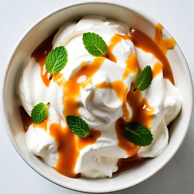 Whipped Cream with Caramel and Mint