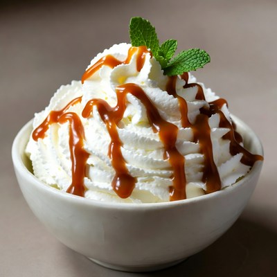 Whipped Cream with Caramel Drizzle