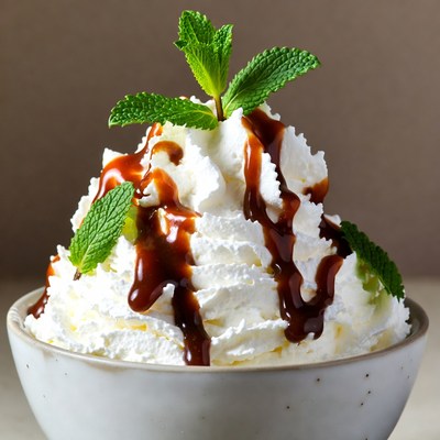 Whipped Cream with Caramel and Mint