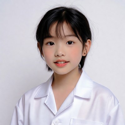 Asian girl in white lab coat