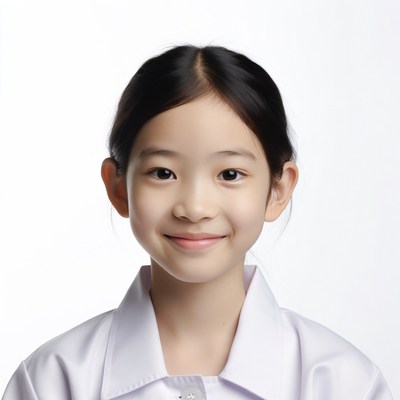 Asian girl smiling in school uniform