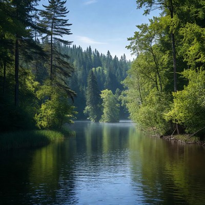 Serene Forest River Landscape
