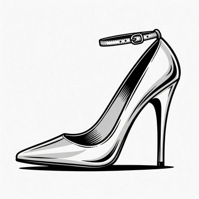Silver High Heel Shoe Illustration