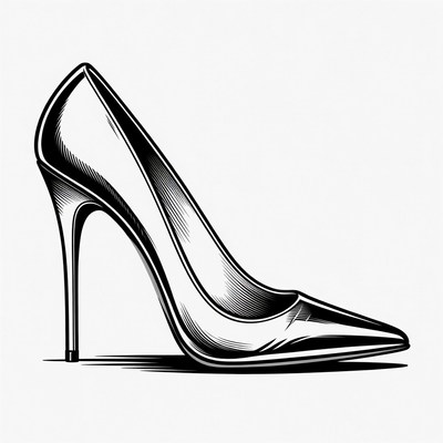 Black High Heel Shoe Illustration