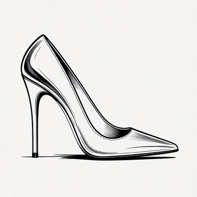 Black and White High Heel Shoe
