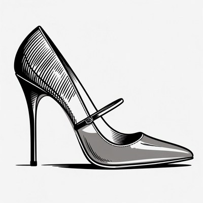 Black High Heel Shoe Illustration