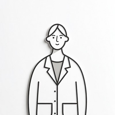 Woman in white lab coat illustration