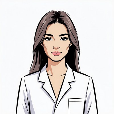 Asian woman in white lab coat