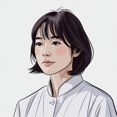 Asian woman in white collar shirt