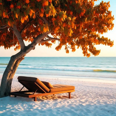 Orange Tree Lounger on Beach