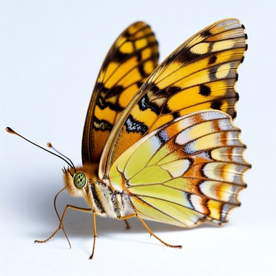 Orange Yellow Butterfly on White Background