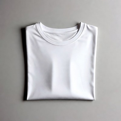 Folded White T-Shirt on Gray Background