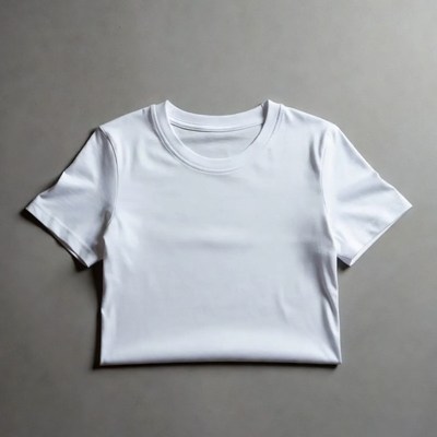 Folded White T-Shirt on Gray Background