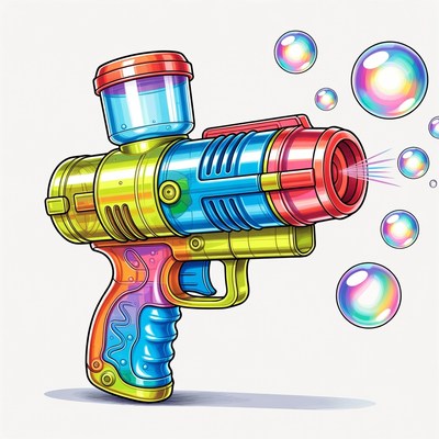 Colorful Bubble Gun with Bubbles