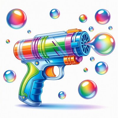 Colorful Bubble Gun Shooting Bubbles