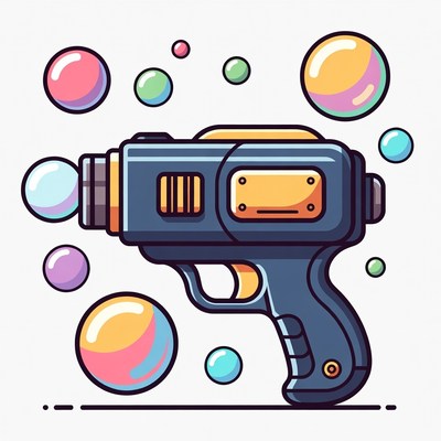 Colorful Bubble Gun with Floating Bubbles