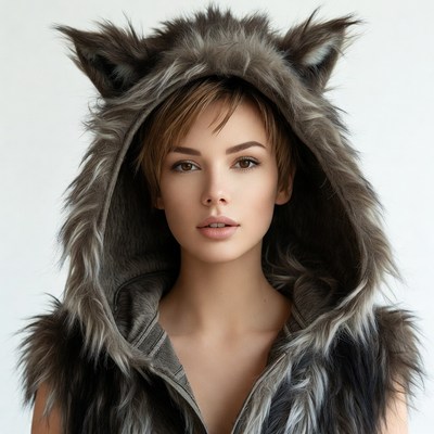 Woman in wolf hood