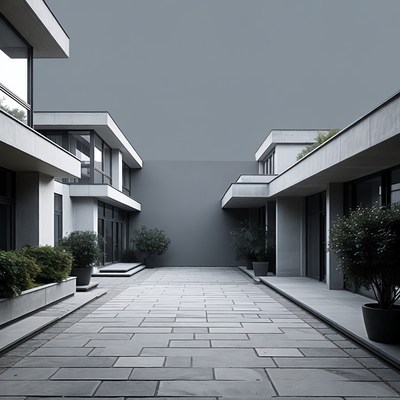 Modern White Courtyard Architecture