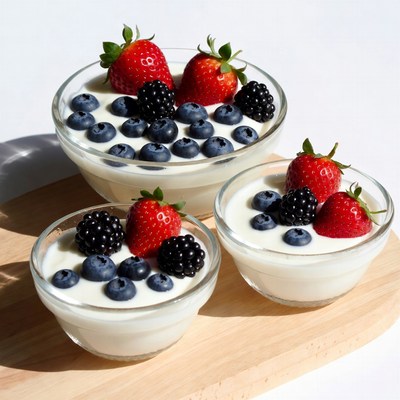 Yogurt Bowls with Strawberries and Blueberries
