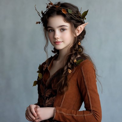 Girl with elf ears and leaf crown