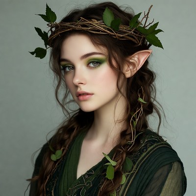 Elf woman with leaf crown