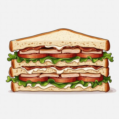Triple Decker Club Sandwich Illustration