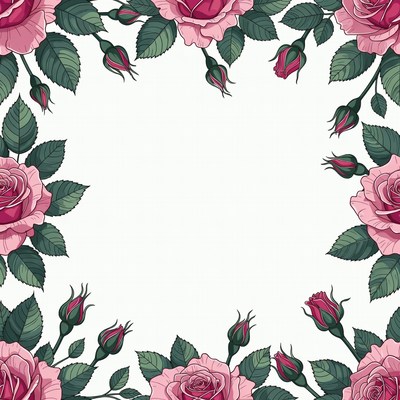 Pink Rose Flower Frame