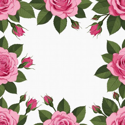 Pink Roses Border Illustration