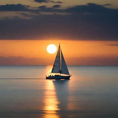 Sailboat Silhouette at Sunset