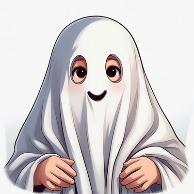 Cute Cartoon Ghost Smiling