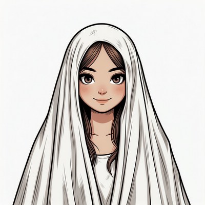 Anime girl wearing white headscarf