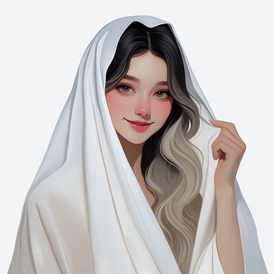 Woman in white headscarf portrait