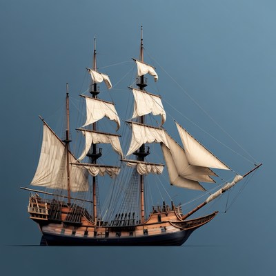 Sailing Ship with Full Sails