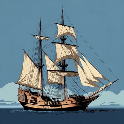 Sailing Ship on Ocean