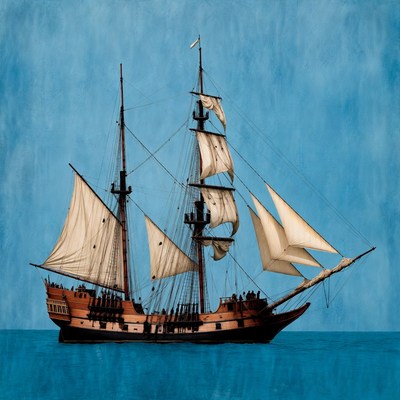 Sailing Ship on Blue Sea
