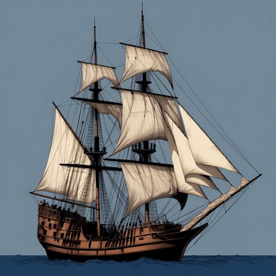 Sailing Ship with Full Sails