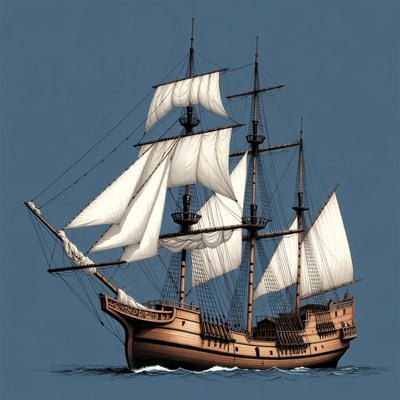 Sailing Ship with Full Sails