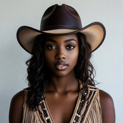 African-American woman in cowboy hat