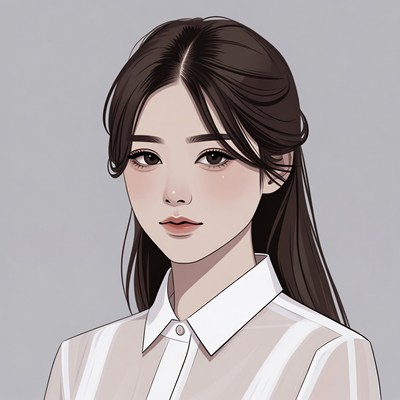 Anime girl with long dark hair