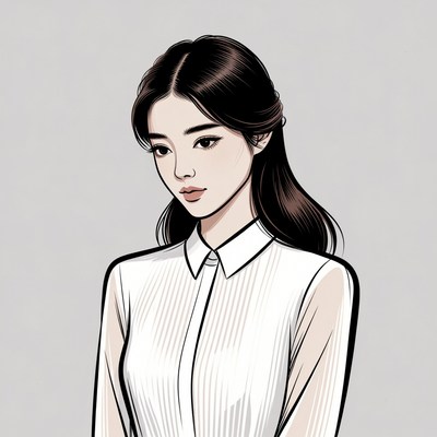 Asian woman in white collared blouse