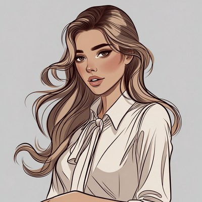 Blonde woman in white shirt illustration