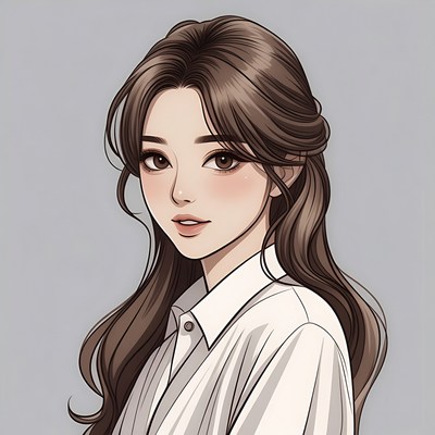 Anime girl with long brown hair