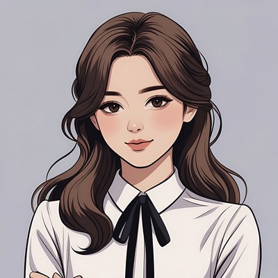 Anime girl with brown hair and bowtie