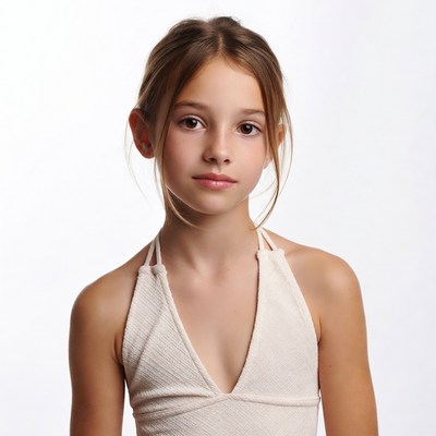 Young girl in white halter top
