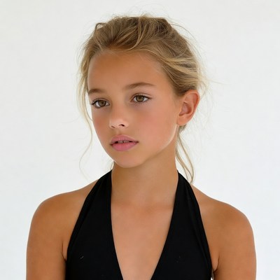 Young girl in black halter top