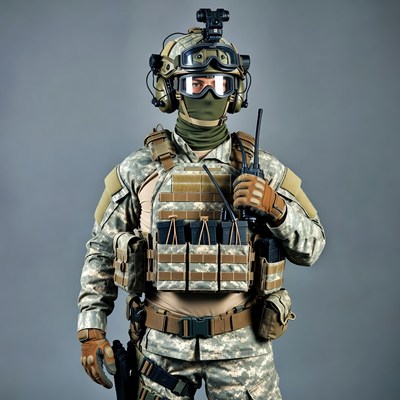 Soldier in tactical gear with rifle